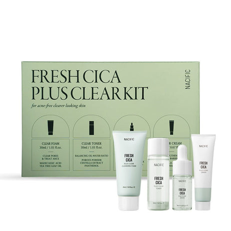 NACIFIC Fresh Cica Plus Clear Kit (ហ្វូម + សេរ៉ូម + ទឹកថ្នាំ + ក្រែម)