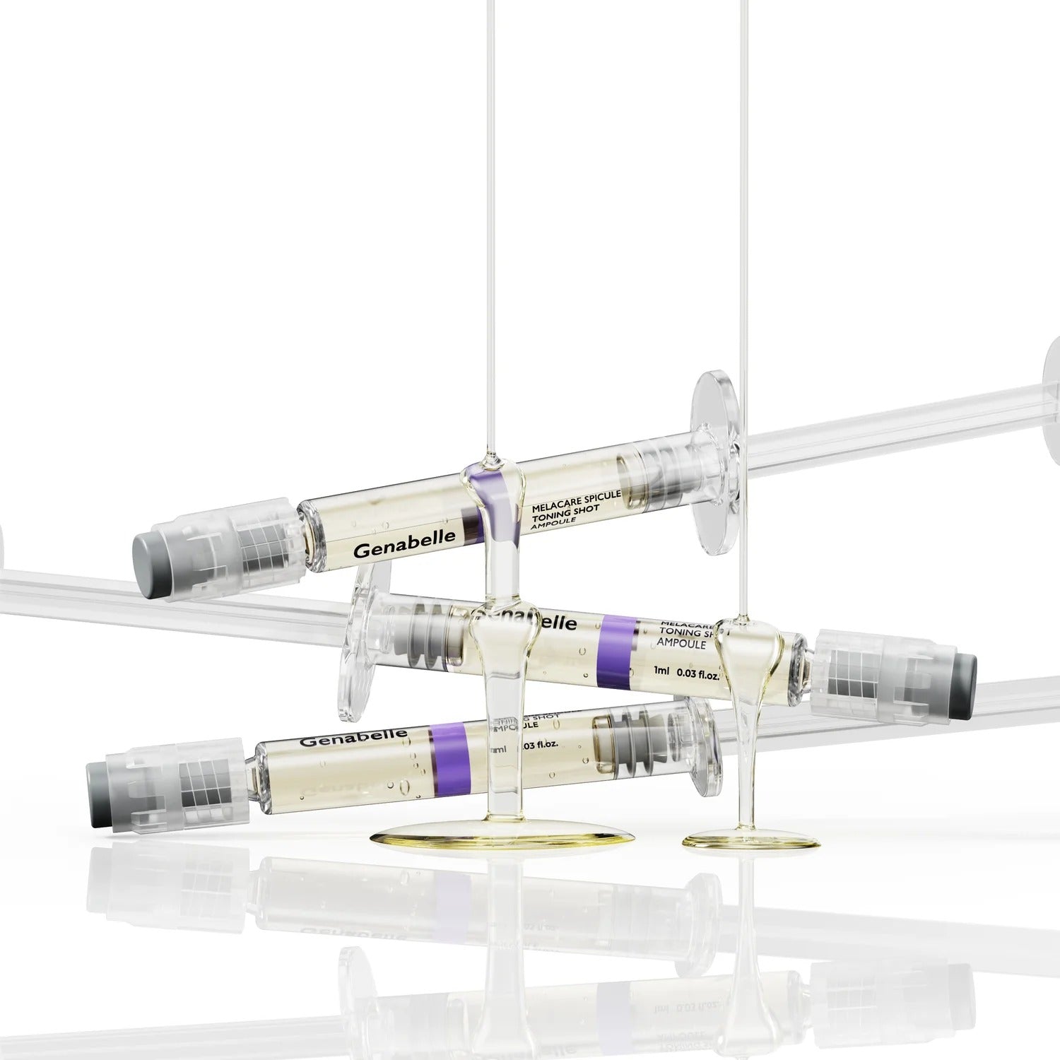 GENABELLE Melacare Spicule Toning Shot Ampoule 3ea product image with clear ampoules and branding