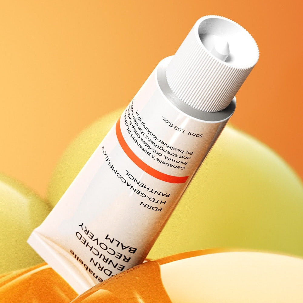 GENABELLE PDRN Enriched Recovery Balm 50ml tube positioned against vibrant background
