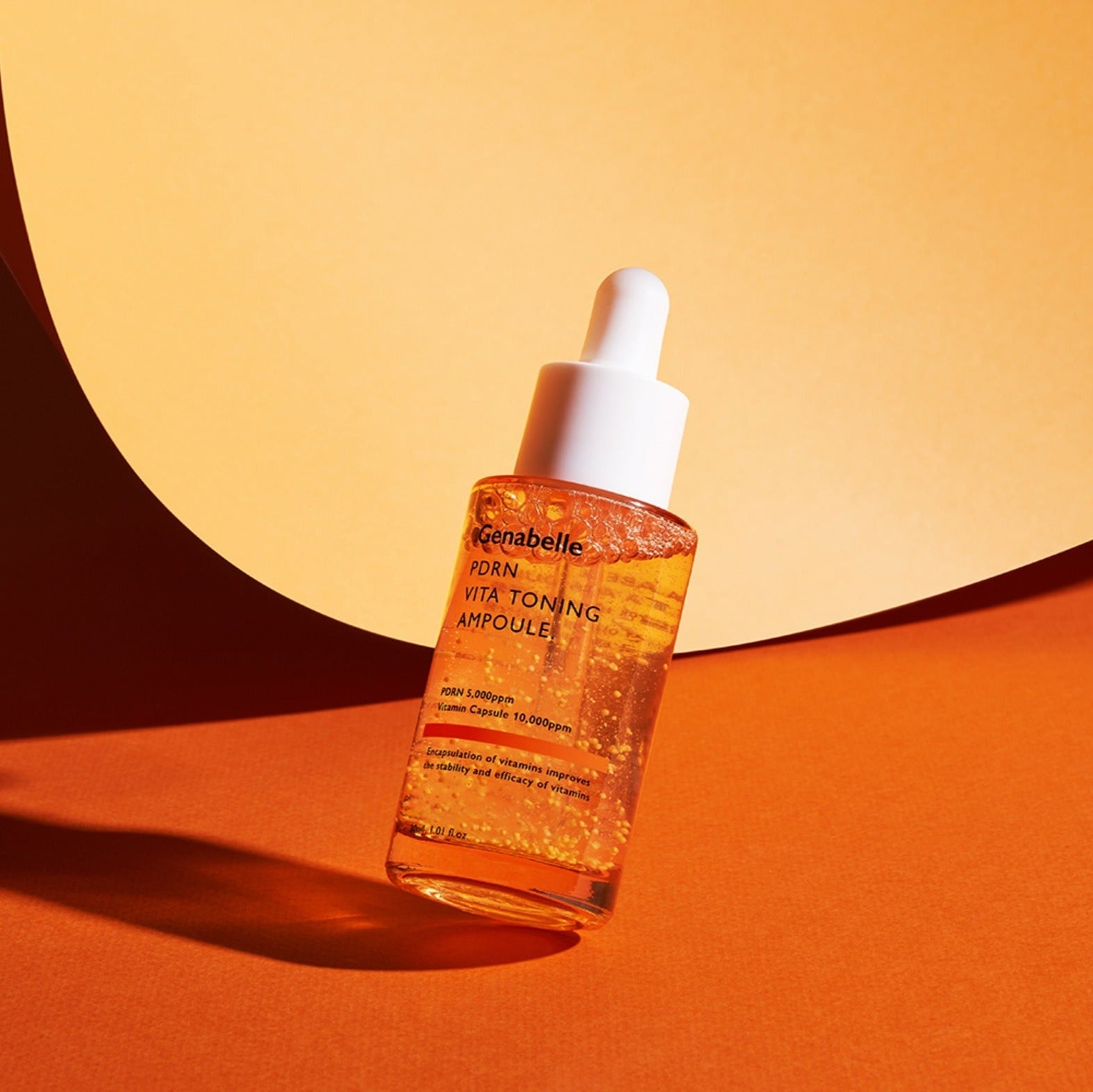 GENABELLE PDRN Vita Toning Ampoule 30ml serum bottle on vibrant background