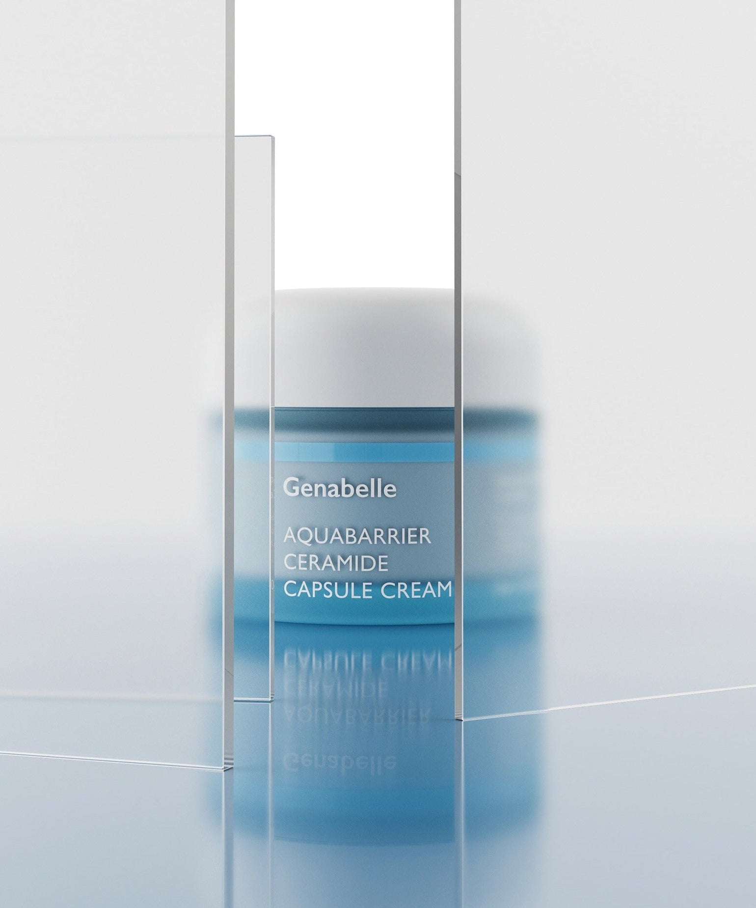 GENABELLE Auqabarrier Ceramide Capsule Cream 50ml jar on a reflective surface