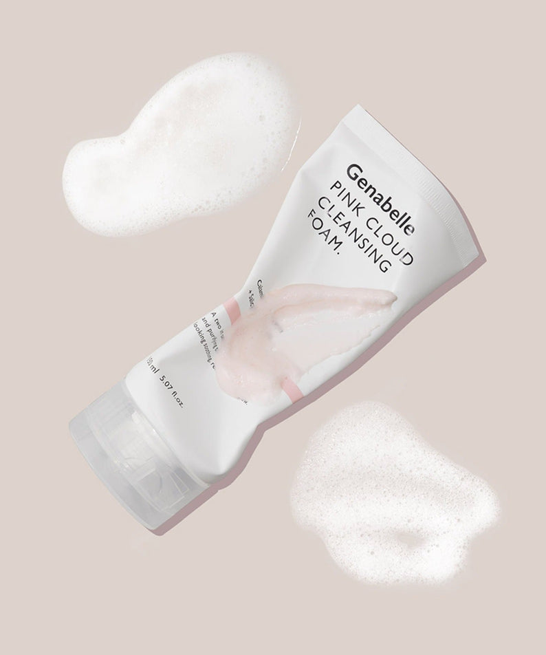 GENABELLE Pink Clound Cleansing Foam 150ml with foamy texture display