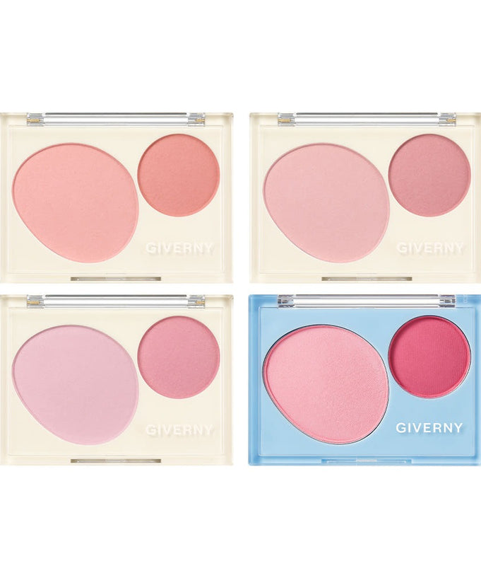 GIVERNY Fluffy Dual Blusher 7.4g with multiple shades in elegant packaging