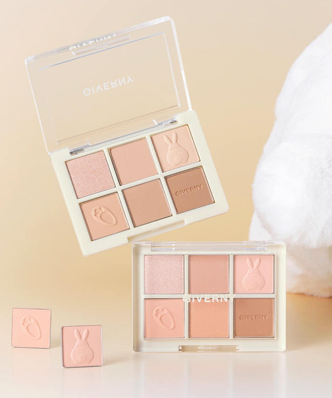GIVERNY Soft Eye Palette 6-Color 5g (3 Colors) showcasing pastel eyeshadow tones ideal for soft, natural makeup looks.