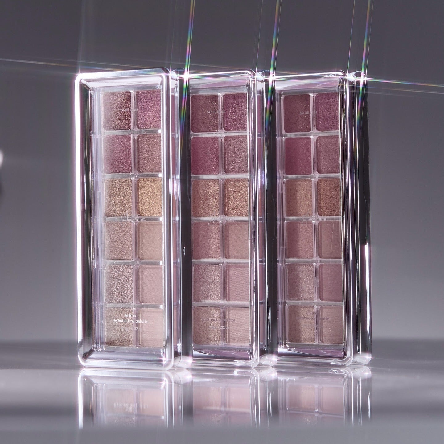 GLOW Anime Eyeshadow Palette featuring multiple shades in a sleek, reflective case, perfect for dynamic and vibrant eye makeup looks.