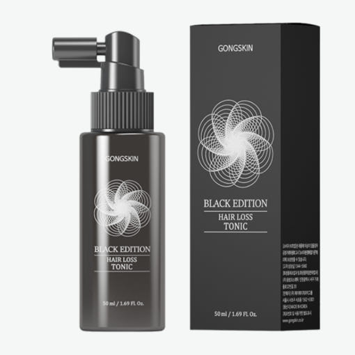 GONGSKIN Backup Hair Hair Loss Tonic 50ml, effective solution for hair loss, enhancing hair health in a sleek black bottle design.