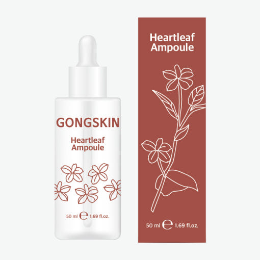 GONGSKIN Heartleaf Ampoule 50ml bottle and packaging with botanical design.