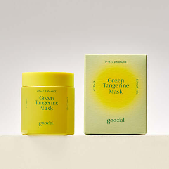 GOODAL Green Tangerine Vita C Wash-Off Mask 110g displayed with product packaging on a white surface.