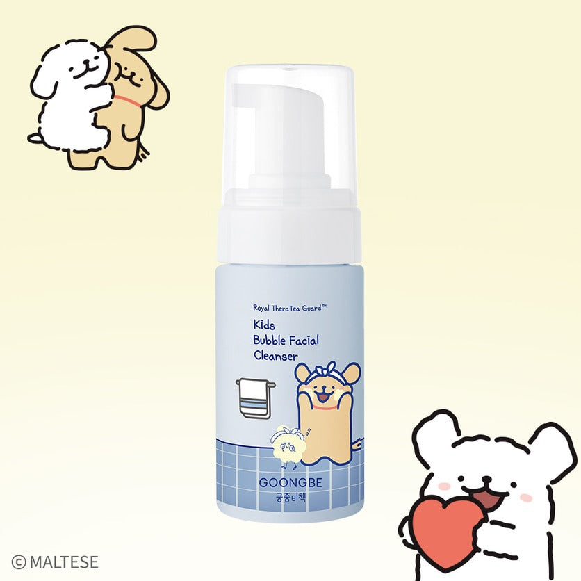 GOONGBE Kids Bubble Facial Cleanser 100ml [Gungjungbicheok x Maltese] with playful character graphics on the bottle