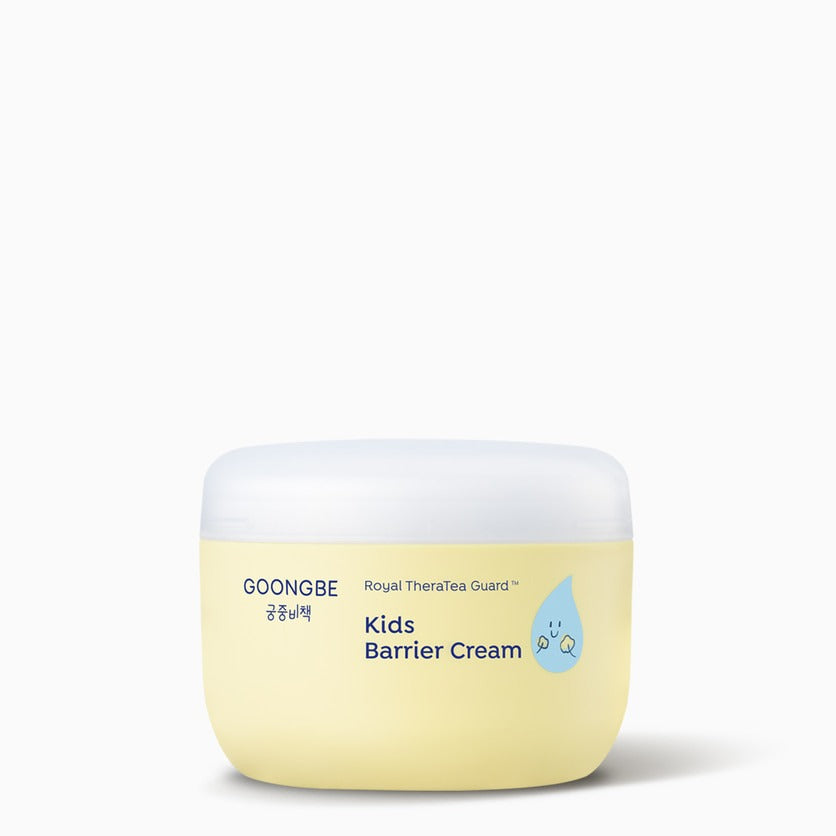 GOONGBE Palace Secret Kids Barrier Cream 180ml container with soft yellow packaging featuring Royal TheraTea Guard design.