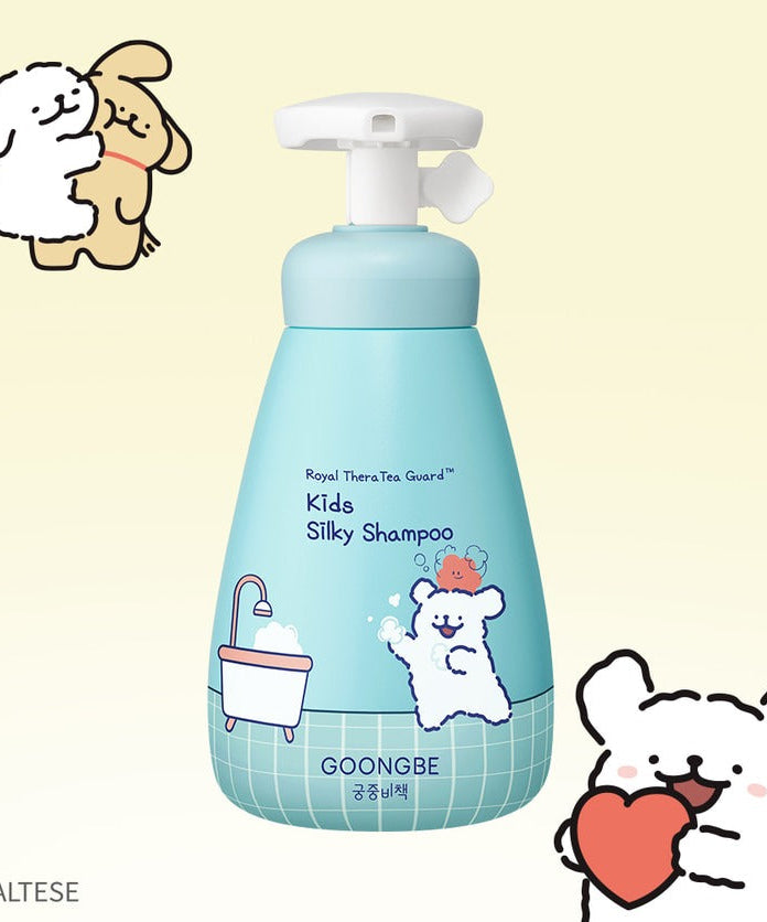 GOONGBE Kids Silky Shampoo 300ml [Gungjungbicheok x Maltese] bottle with cute animal illustrations