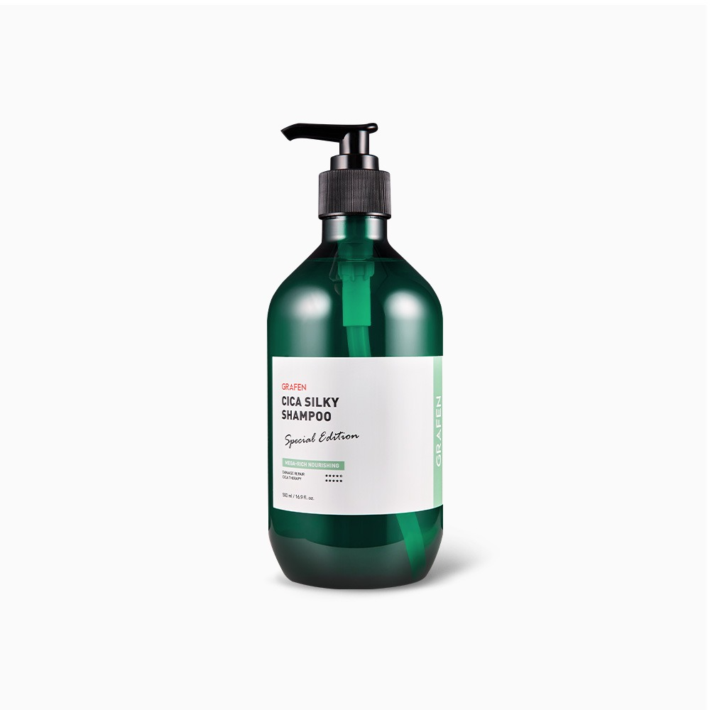 GRAFEN Cica Silky Shampoo 500ml by Gentleman Korea – green pump bottle for men's hair care, soothing cica formula