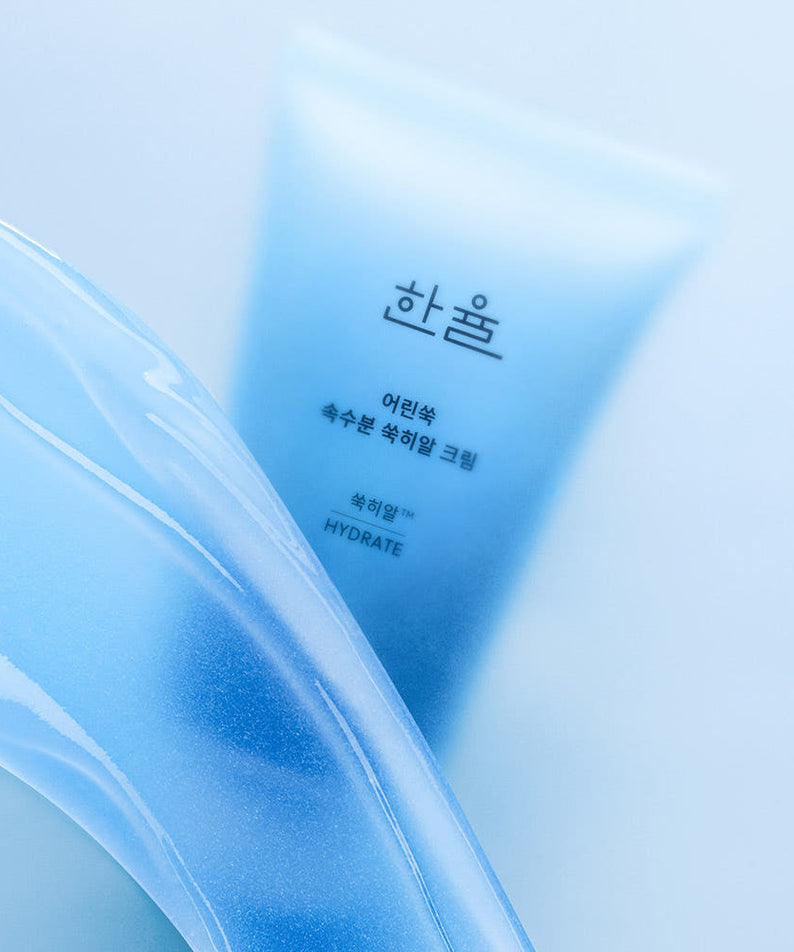 HANYUL Young Artemisia Extract Moisturizing Cream 60ml tube with blue cream texture