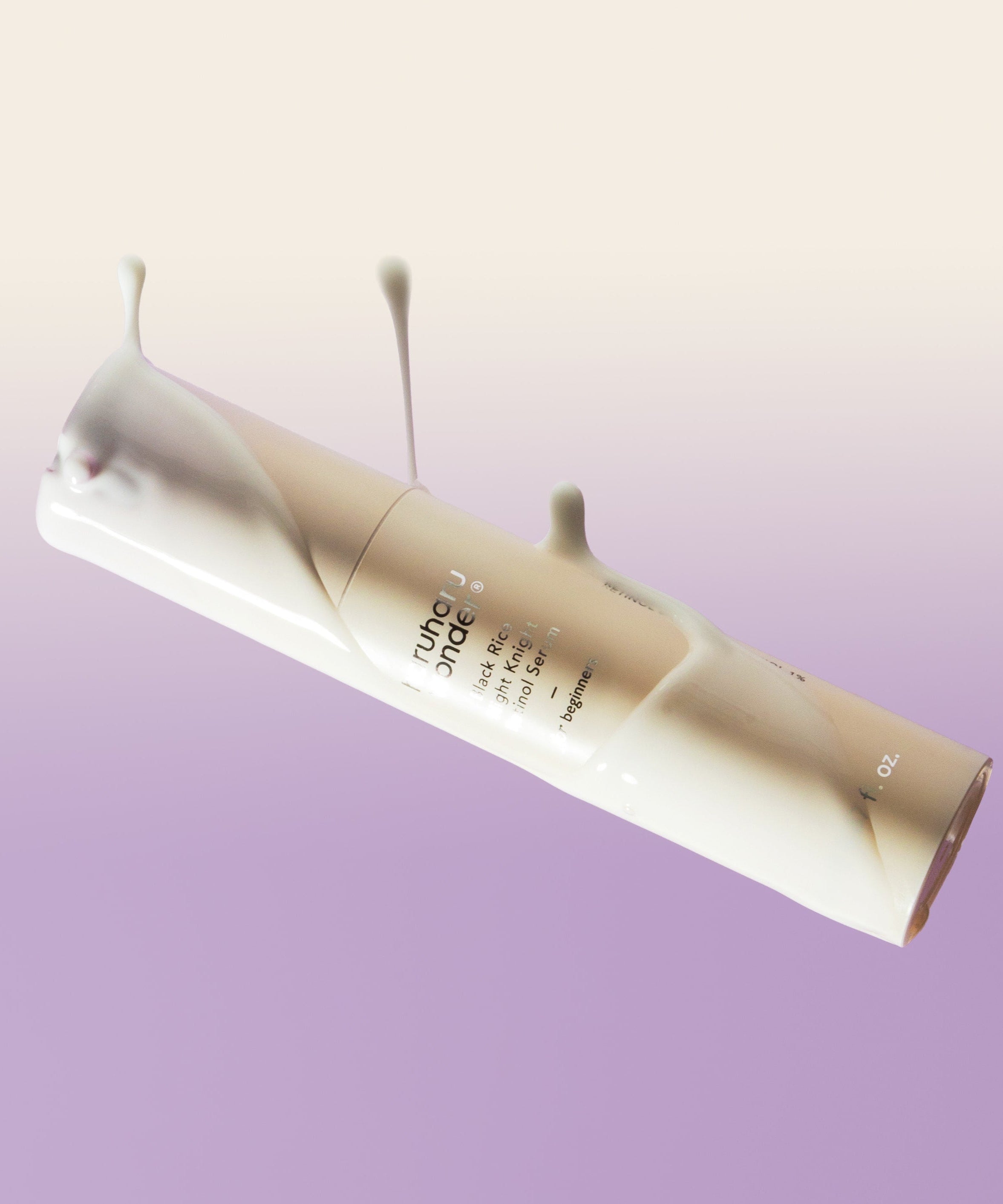 HARUHARU Black Rice Night Night Retinol Serum 20ml bottle with creamy texture against a pink gradient background