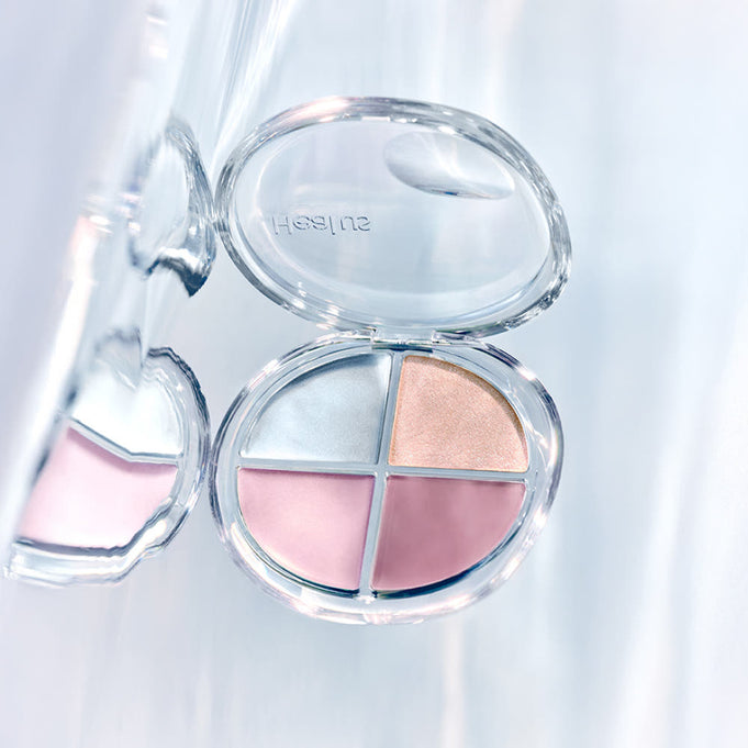 HEALUS Breath Light Corrector 7g in an open compact with four pastel shades