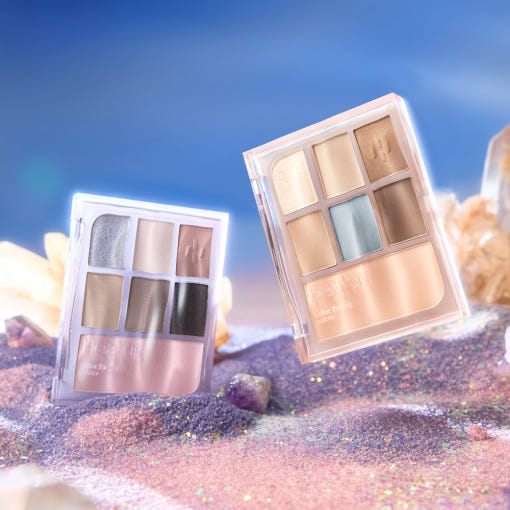 HEALUS Color Pairing Palette 10g with vibrant shades on glittery background