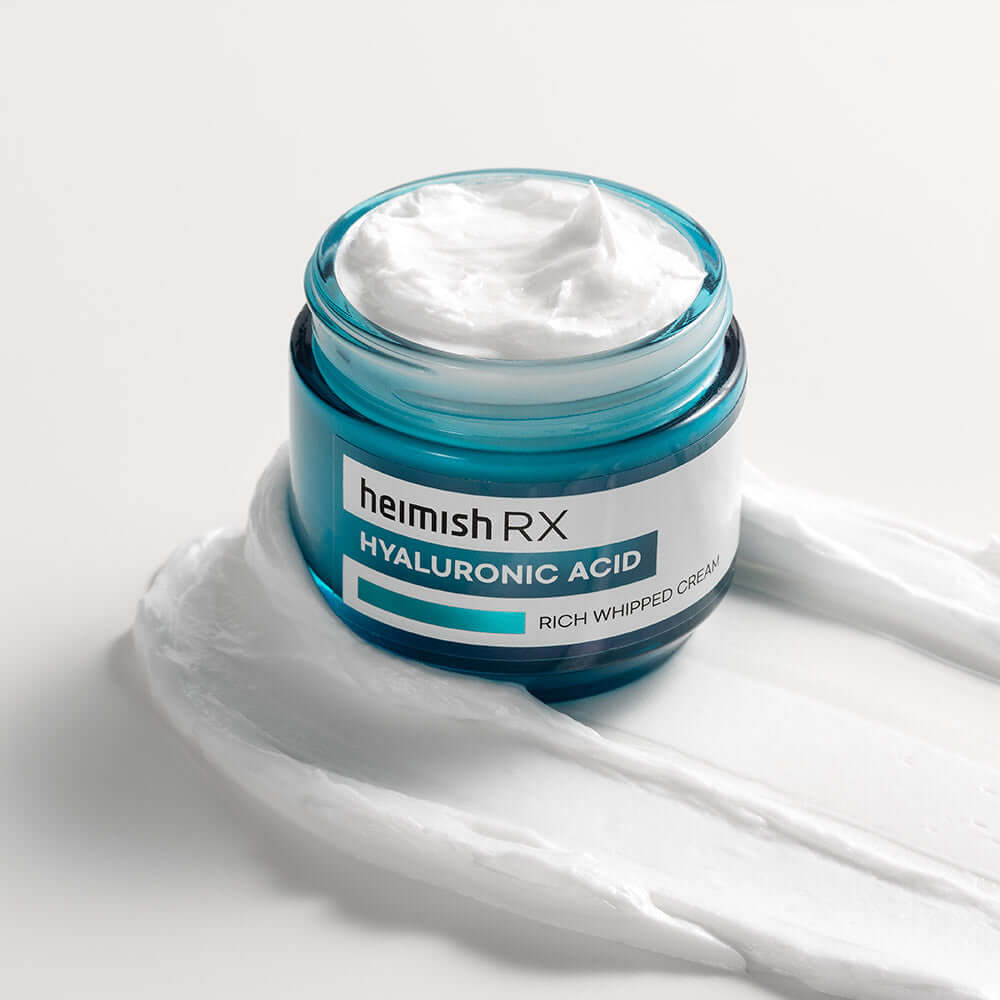 HEIMISH RX Hyaluronic Acid Rich Whipped Cream 50ml jar and texture swatch