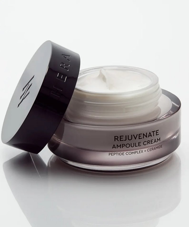 HERA Rejuvanate Ampoule Cream 50ml open jar showing cream texture with branding visible