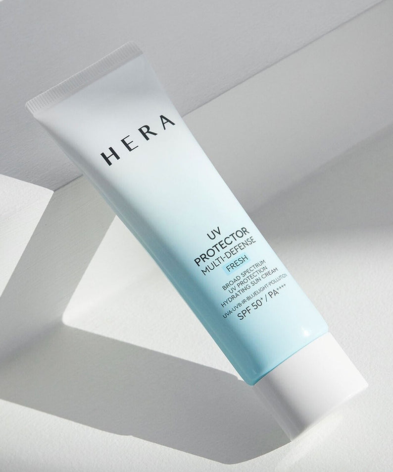 HERA UV Protector Multi-Defense Fresh SPF50+PA++++ 50ml sunscreen product on white background