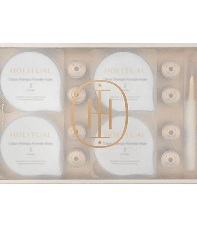 Box of HOLITUAL Clean Therapy Powder Mask showcasing skincare product packaging.