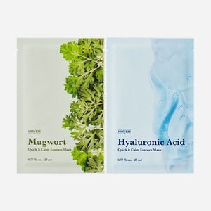 HONESI Ernish Quick & Calm Essence Mask - Gentleman Korea product image showing Mugwort and Hyaluronic Acid sheet masks for men, Korean skincare