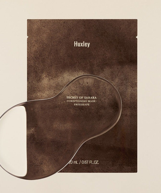 HUXLEY Conditioning Mask Freshape 20ml packaging with clear overlay on beige background.