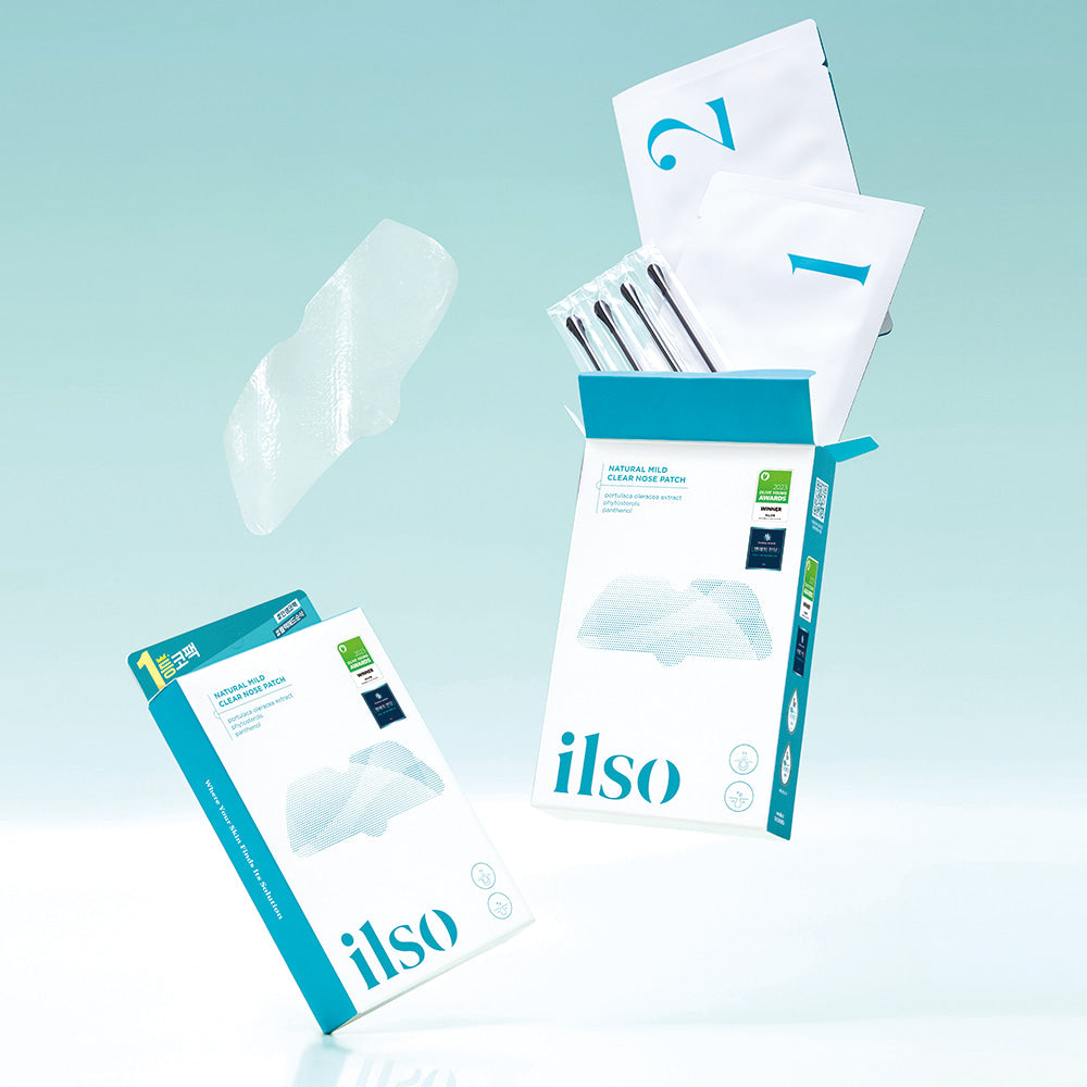 ILSO Natural Mild Clear Nose Pack box and contents displayed on light background