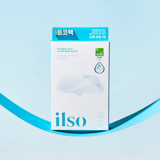 ILSO Natural Mild Clear Nose Pack product packaging against a blue background