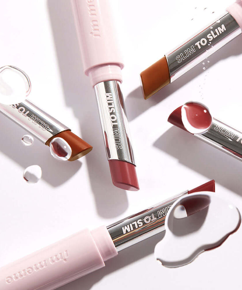 IM MEME Slim to Slim Hyaluronic Gloss Fit Lipstick in various shades with gloss finish