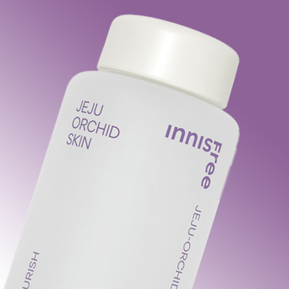 INNISFREE Jeju Orchid Skin 170ml bottle with purple background