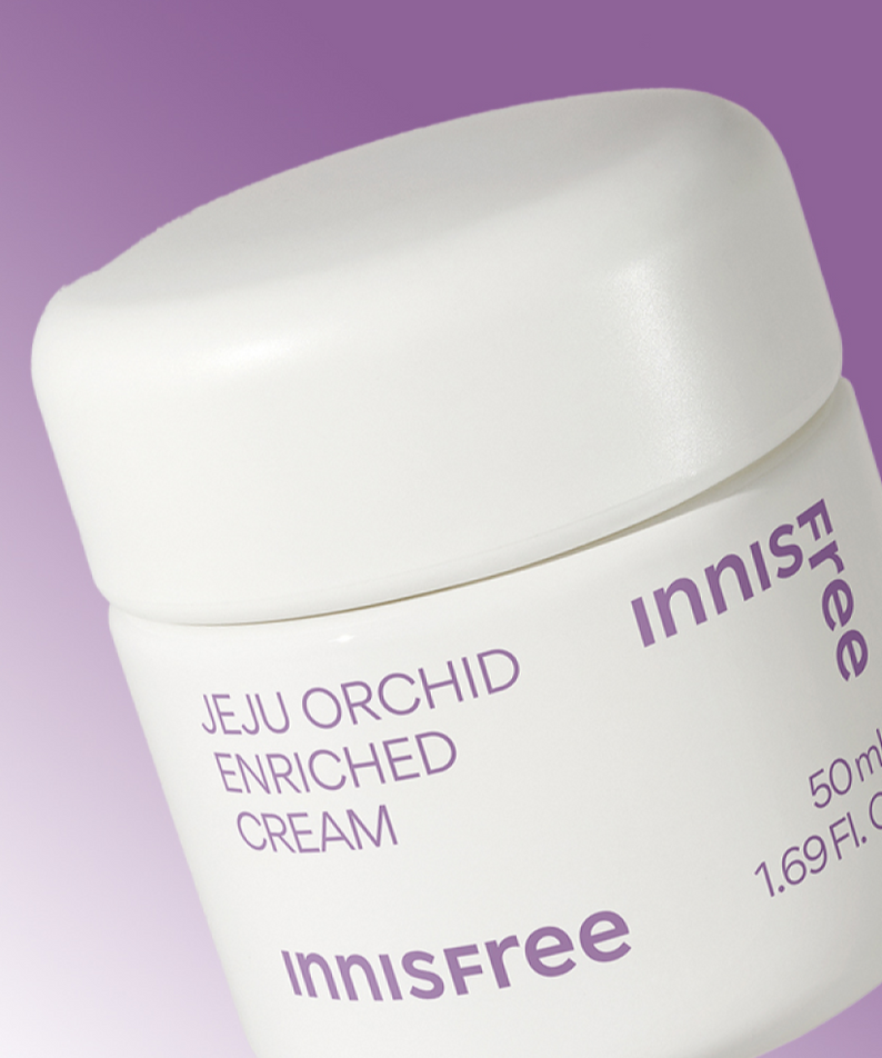 INNISFREE Jeju Orchid Enriched Cream 50ml product image on purple background