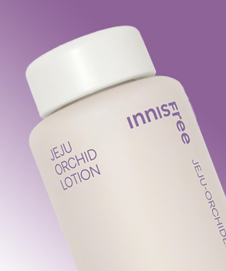INNISFREE Jeju Orchid Lotion 170ml bottle with gradient background