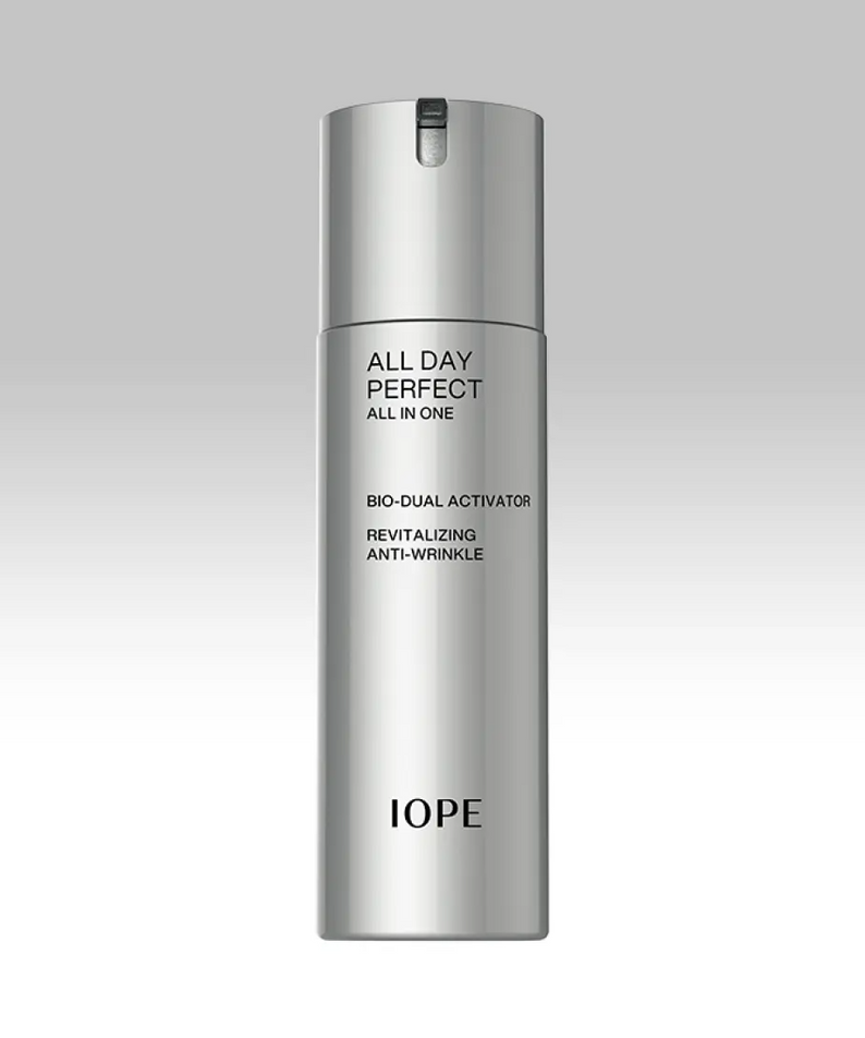 IOPE Men All Day Perfect All In One 120ml silver pump bottle for men skincare by Gentleman Korea