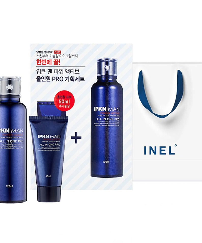 IPKN Big Man Power Active All-in-One Pro 120ml+50ml Set - Gentleman Korea men’s Korean skincare gift set with bag
