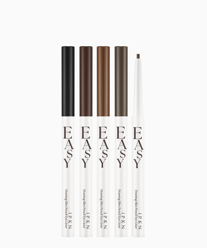 Set of IPKN Easy Drawing Slim Pencil Eyeliner in multiple shades for precise application.