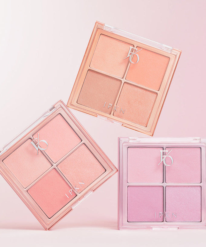 IPKN Flap One Cheek Palette in three shades, showcasing vibrant cheek colors.