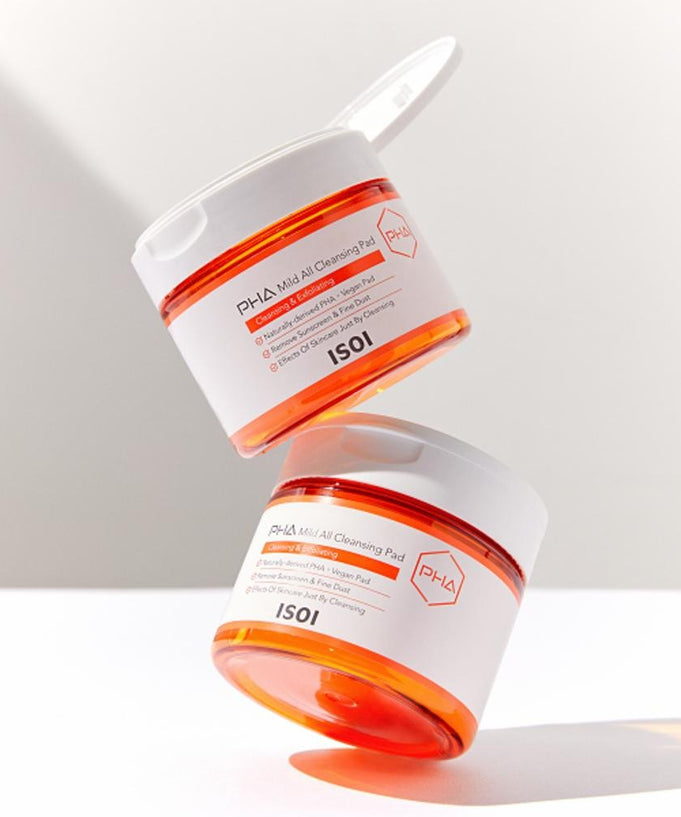 ISOI PHA Mild All Cleansing Pad 60 sheets in vibrant orange packaging, perfect for gentle yet effective skincare.