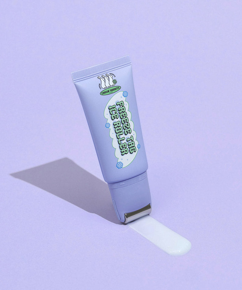 IT'S SKIN Freeze Tag Ice Roller with purple packaging on a matching background