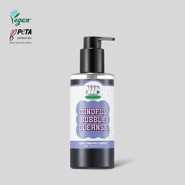 IT'S SKIN Minofull Bubble Cleanser 200ml bottle with vegan and PETA approved labels on gray background.