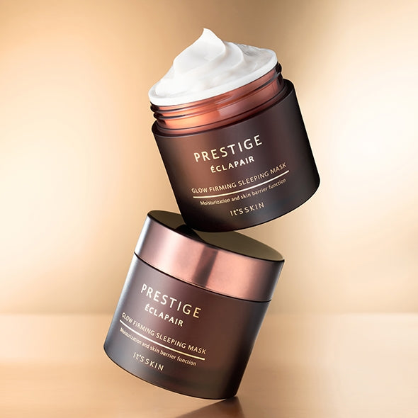 IT'S SKIN Prestige Edatpair Glow Firming Sleeping Mask 80ml jar with open cream texture
