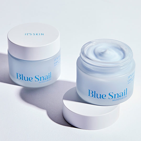 IT'S SKIN Blue Snail Cream 50ml moisturizing cream jar with open lid on white background
