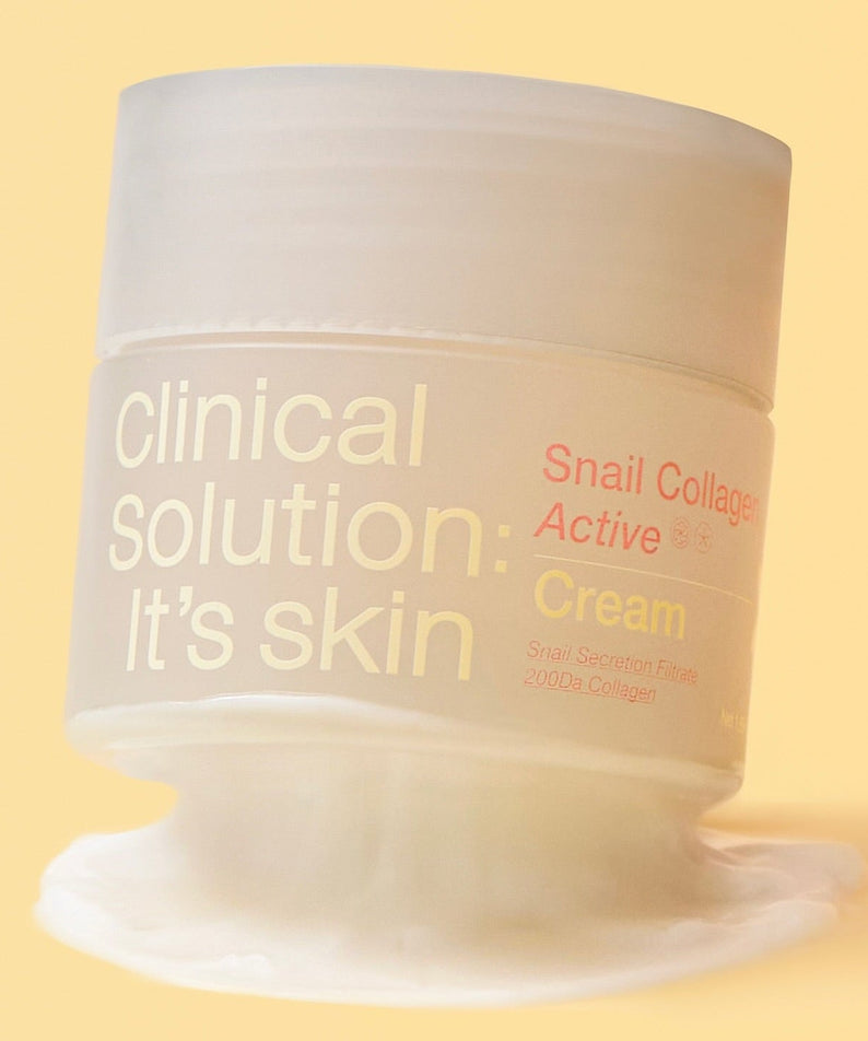 IT'S SKIN Snail Collagen Active Cream 50ml jar with cream spill