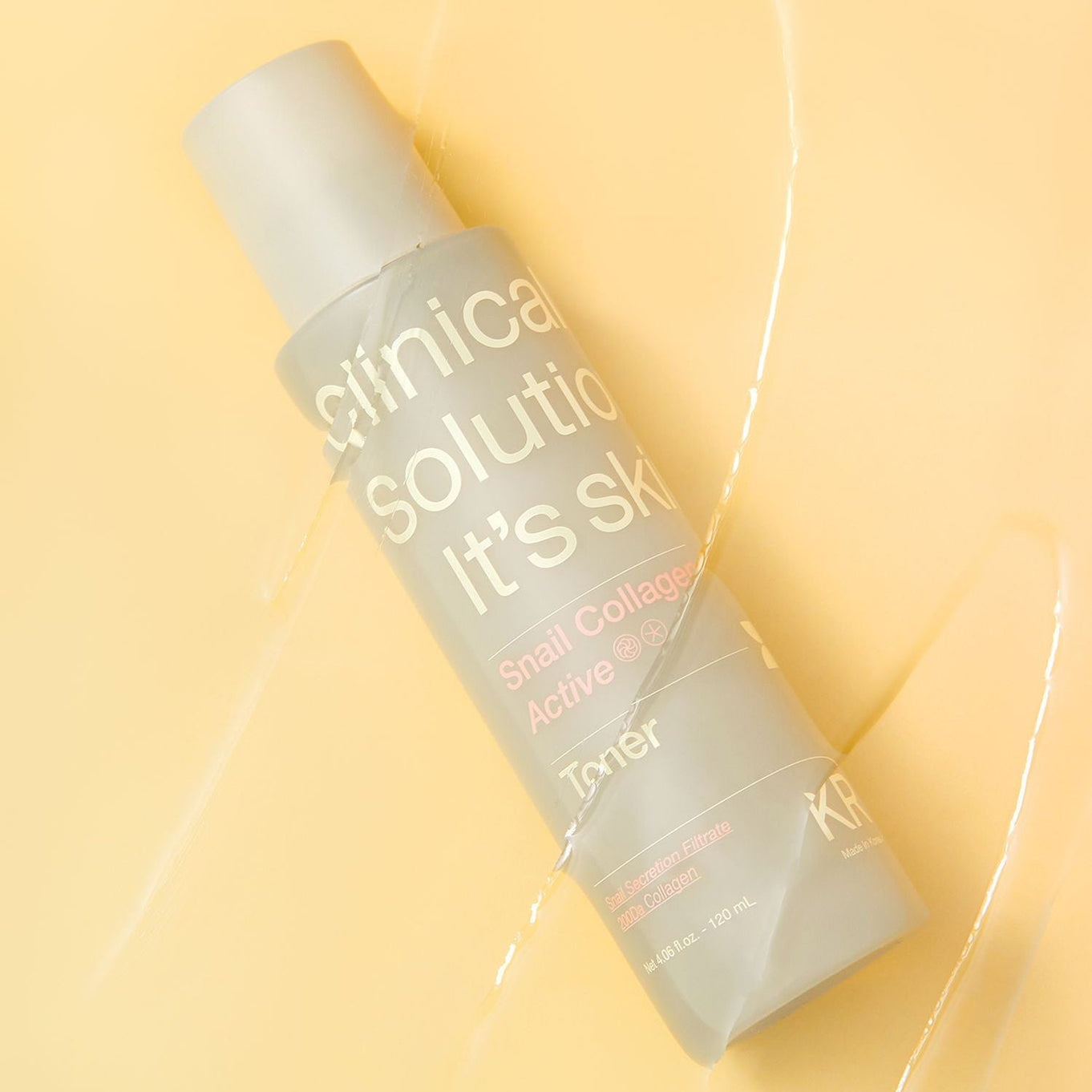 IT'S SKIN Snail Collagen Active Toner 120ml product bottle on yellow background