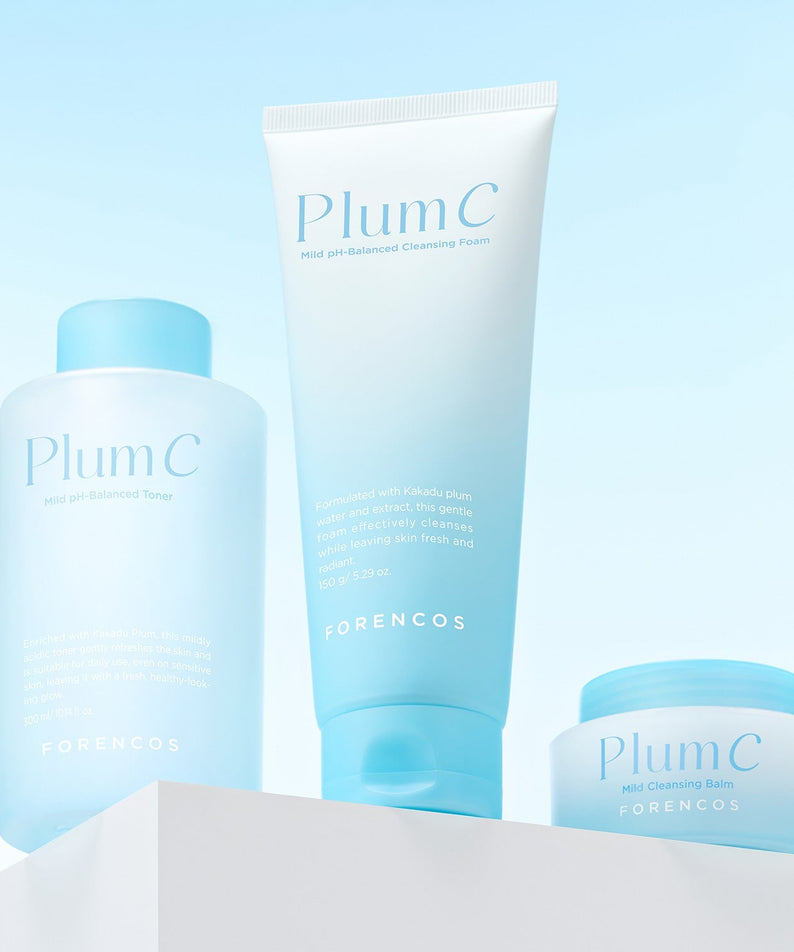 FORENCOS Plum C Mild Mild Acidic Toner 300ml with complementary skincare products on a white surface