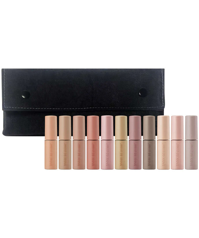 JAVIN DE SEOUL Wink Eye Shade Primer Discovery Pocket with multiple primer shades and a black carrying pouch