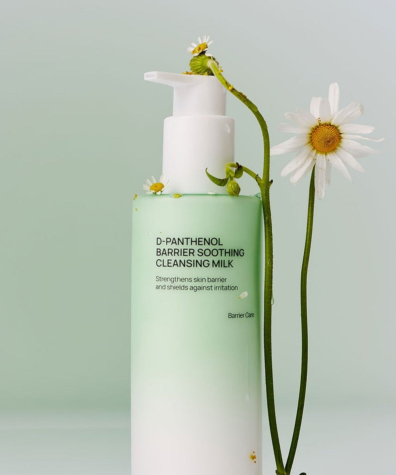 JUMISO D-Panthenol Barrier Soothing Cleansing Milk 300ml Refill Offer (+100ml Refill) with flowers