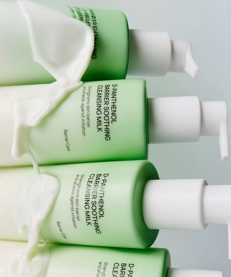 JUMISO D-Panthenol Barrier Soothing Cleansing Milk 300ml Refill Offer (+100ml Refill) bottles displayed with milk texture.