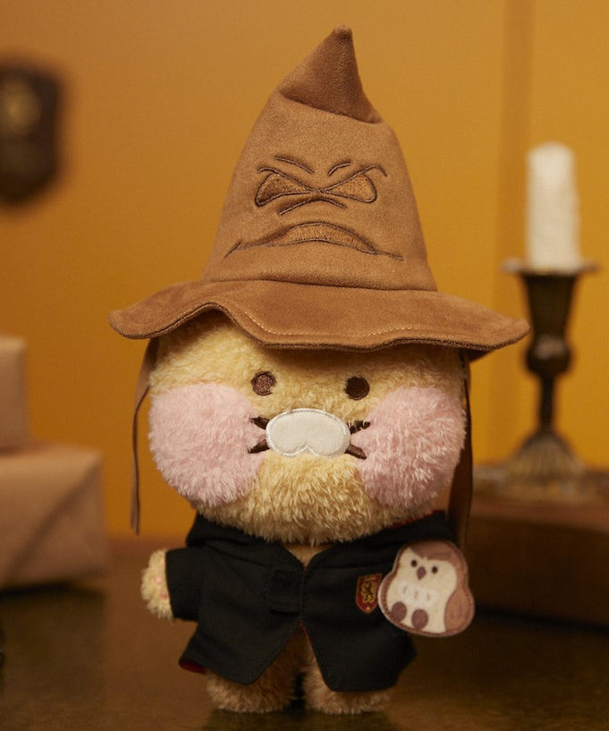 KAKAO FRIENDS Keyring Plushy Costume Sorcerer Hat #HarryPotterCollection on display with themed decor