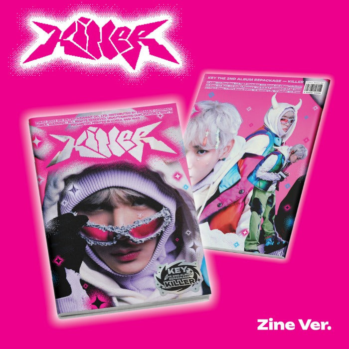 Cover of KEY The 2nd Album Repackage - 'Killer' (Zine Ver.) featuring vibrant graphics and album artwork.