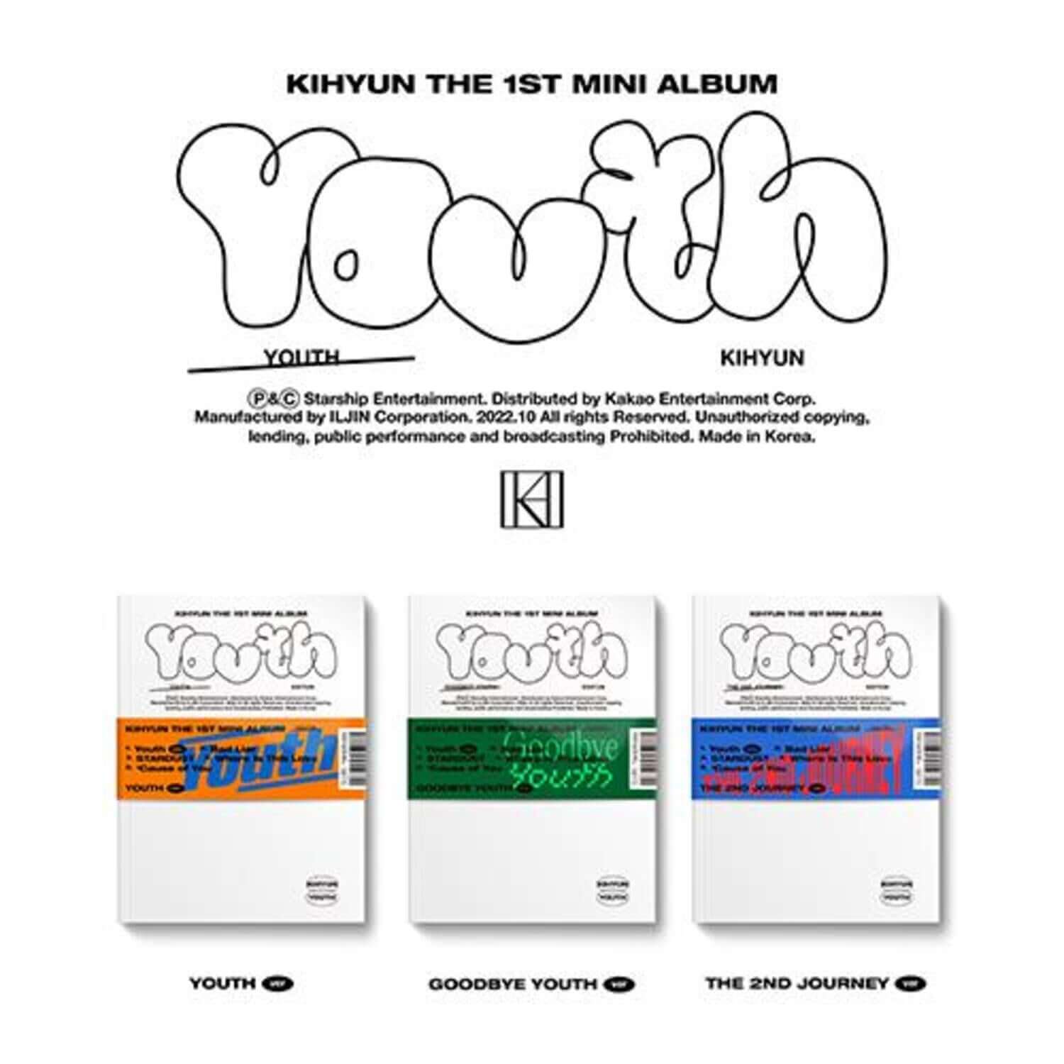 KIHYUN - 1ST [YOUTH] (Random 1 of 3) - Kpop Album | Kool Seoul - Buy Kpop Albums Online